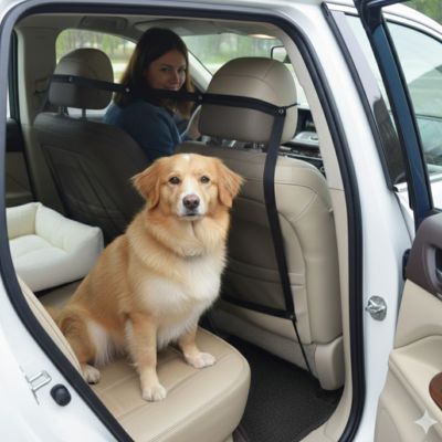Détail de la barrière de sécurité voiture pour chien, filet séparateur robuste avec mailles serrées pour une visibilité totale et une protection anti-collision efficace, boutique Pitou et moi.