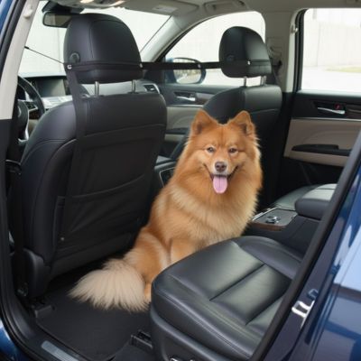 Filet de séparation voiture pour chien de taille moyenne, barrière en maille flexible et résistante Flex Guard, accessoire de sécurité auto pour animaux, boutique Pitou et moi.