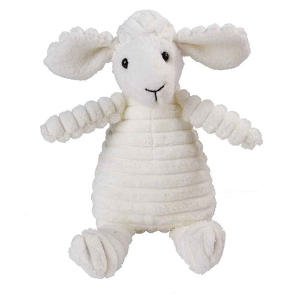 Peluche pour chien mouton blanc en velours côtelé, jouet résistant et sonore pour la mastication et le jeu.