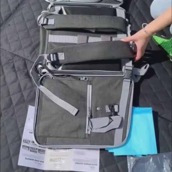 Présentation vidéo du sac de transport pour chien extensible, démonstration de la facilité d'installation sur vélo et de la qualité des matériaux en polyester, boutique Pitou et moi.