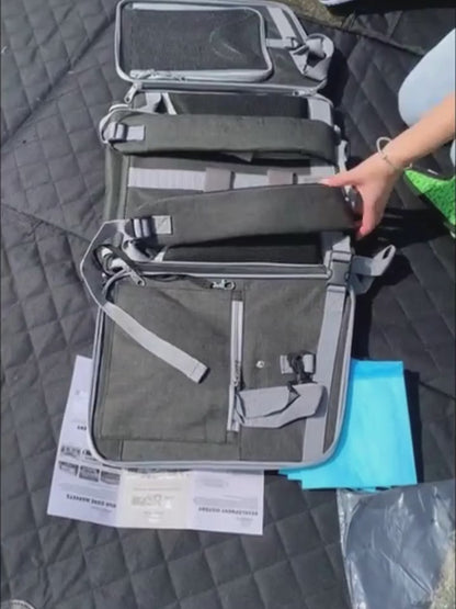 Présentation vidéo du sac de transport pour chien extensible, démonstration de la facilité d'installation sur vélo et de la qualité des matériaux en polyester, boutique Pitou et moi.